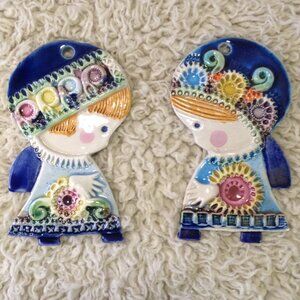 VTG Italian Art Pottery signed Gensini Ceramiche Collectible Cabin Wall Hanging